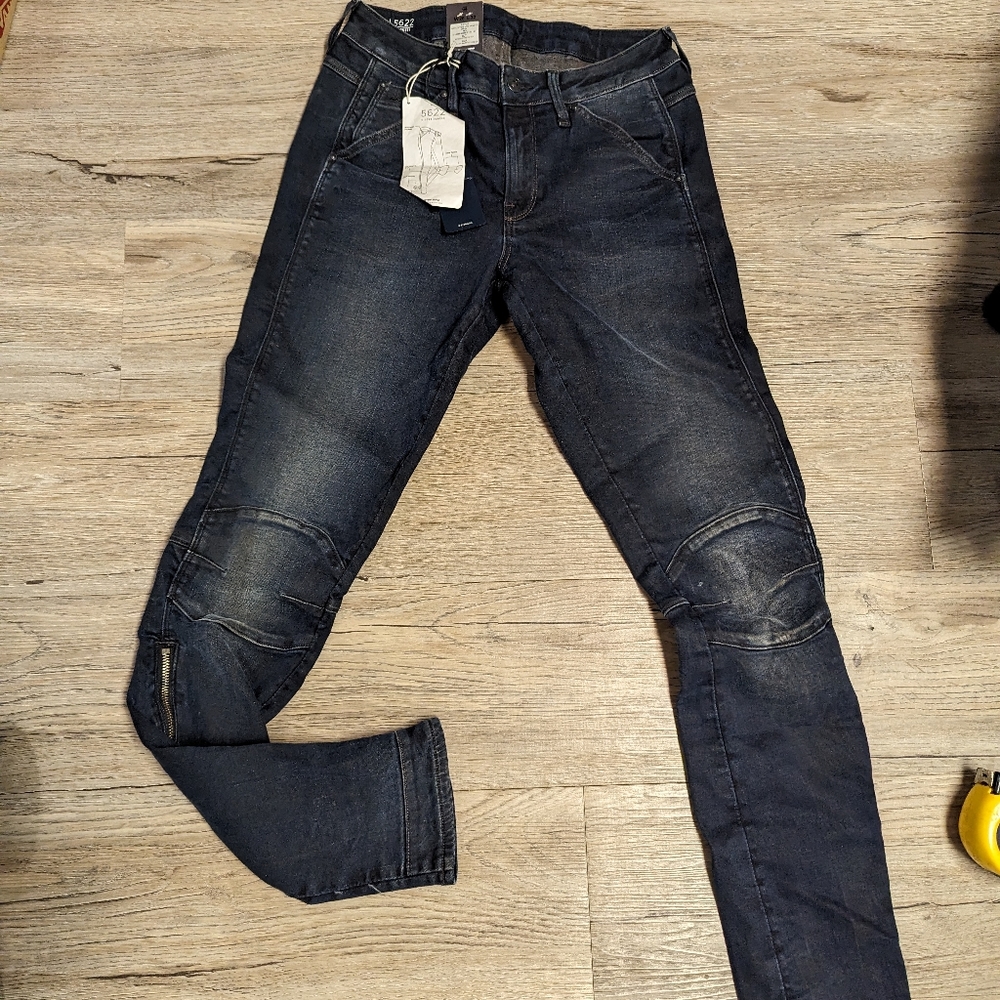 NWT G-star custom 5622 mid skinny zipper in deep forest RARE